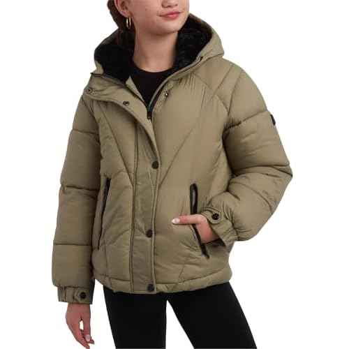 Steve Madden Girls' Winter Coat - Heavyweight Quilted Bubble Puffer Parka Ski Jacket with Faux Fur Lined Hood (Size: 4-16)