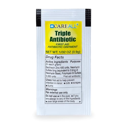 CareAll Triple Antibiotic Ointment (25 Pack), 0.9gr Foil Packet. First Aid Ointment That Prevents Infection in Minor Scrap...