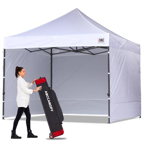 ABCCANOPY Heavy Duty Easy Pop up Canopy Tent with Sidewalls 10x10, White