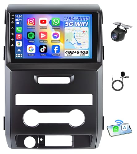 4G RAM 64G ROM Car Radio for Ford F150 2009-2014: Upgrade 9" 1280 * 800 HD Touchscreen Stereo - Wireless Carplay Android A...