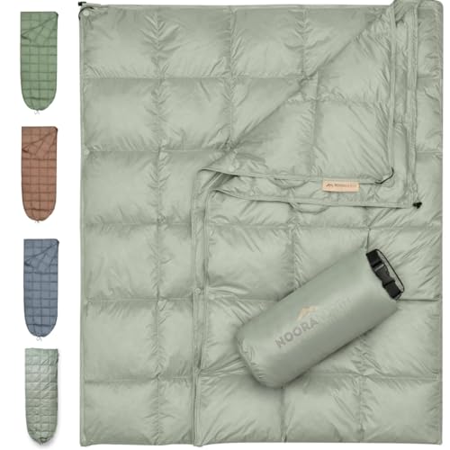 Noora North Down Camping Blanket with Footbox – Lightweight, Packable, Water Resistant Backpacking Quilt & Warm Puffy Comp...