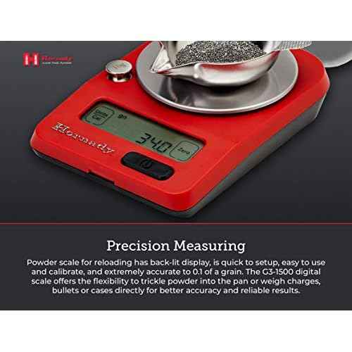 Hornady G3-1500 Electronic Scale, 050104 - Portable Battery Operated Digital Pocket Scale to Weigh Bullets, Cases, Trickle Powder & More Up to 1500 Grain Capacity with 0.1 Accuracy & Reliable Results
