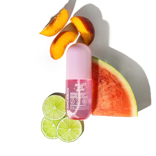 Holler And Glow Mood Boosting Juice Box Body & Hair Mist, Body Spray, Teen Girls Spritz, Long Lasting, Watermelon, Fruity Scented, Water Based Fragrance For Tweens, Clean & Gentle Formula, 3.38 Fl Oz