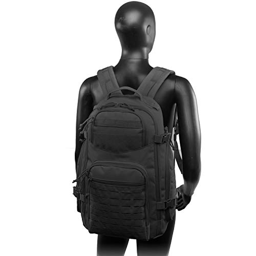 Highland Tactical Roger Tactical Backpack with Laser Cut MOLLE Webbing (Black)