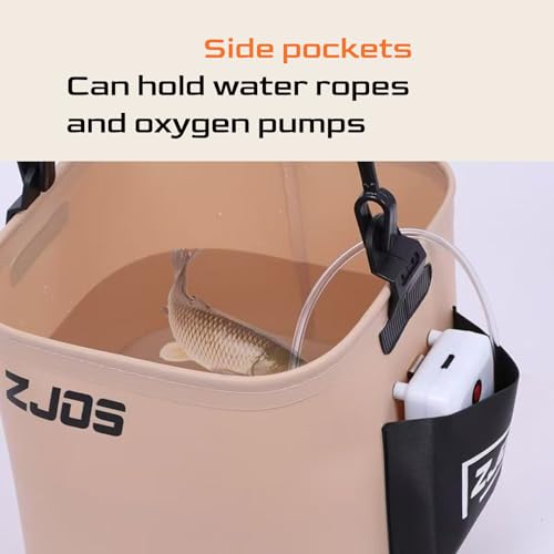 Hevio Foldable Fishing Bucket, Portable Fishing Water Pail, 13L/3.43Gal, for Hiking Fishing Camping Traveling Boating with...