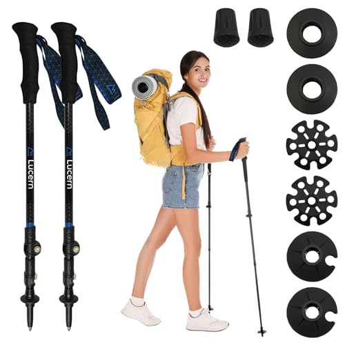Lucern 5.7 oz Extreme Ultra Lightweight Anti-Shock Carbon Trekking Poles - Incredibly Durable, Supremely Comfortable, Opti...