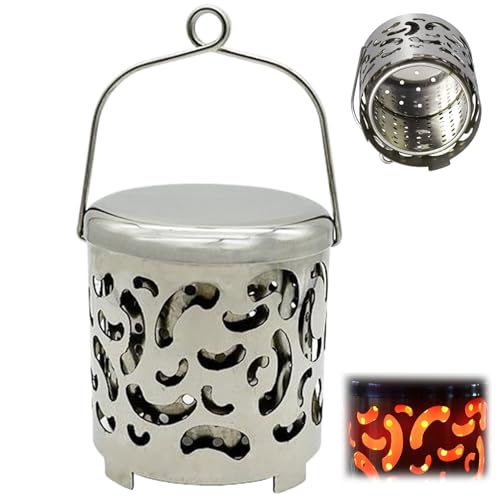 Camping Heater Stove, High Temperature Resistant Tent Heater with Handle Portable Camping Tent Heater Small Stainless Stee...