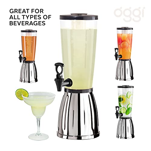 OGGI Beverage Dispenser - 3-quart / 6-Pints, Perfect for Parties, Use as Alcohol, Water, Lemonade Dispenser & More