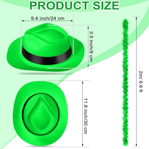 JaGely 48 Pieces Neon Party Supplies 24 Neon Gangster Hats 24 Pcs Feather Boas for Mardi Gras Carnival Glow Wedding Party