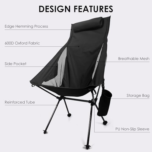 ShellBr8ker Folding Camping Chair, Portable High Back Space Chair, Breathable Mesh Moon Lightweight Outdoor Fishing Chair ...