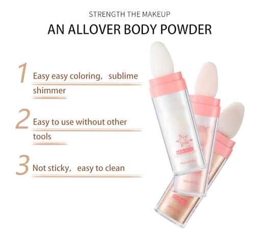 Glitter Powder Highlighter Makeup, Body Brightens the Natural Three-dimensional Face Blusher Patting Powder Highlighter. (...
