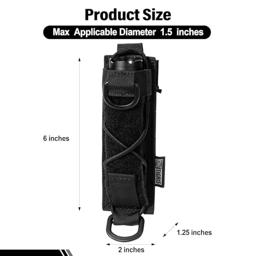 OneTigris Flashlight Holster Molle Flashlight Holder for Belt Tactical Pouch for Torch Linear Hand Tool with Open-top MOLL...