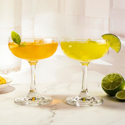 HAKEEMI Champagne Glasses Set of 12-7oz Elegant Coupe Glasses, Crystal Cocktail Glasses for Martini, Champagne, Desserts, ...