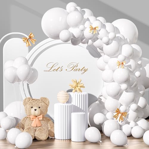 135pcs White Balloons Different Sizes 18" 12" 10" 5" White Latex Balloon Garland Arch Kit for Boys Girls Birthday Baby Sho...