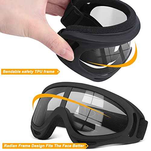 OXG 2 Pairs Motorcycle Goggles Fit Helmet, ATV Ski Goggles Anti-UV Dustproof Windproof Dirt Bike Goggles for Youth Men Women