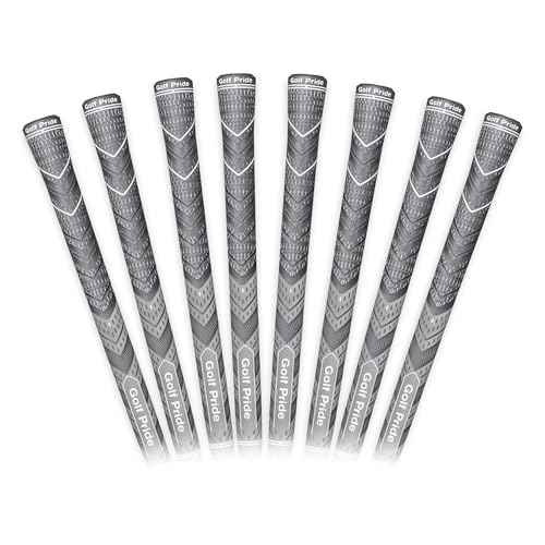 Golf Pride MCC Plus4 Golf Club Grip - All-Weather Hybrid Grip with Larger Lower Hand - Brushed Cotton Cord & Pebbled Texture - Grey