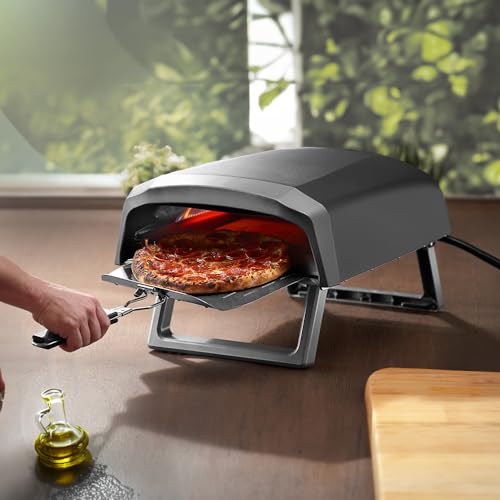 Commercial Chef Outdoor Gas Pizza Oven – Portable Propane Pizza Maker with Door, Peel, Stone, Cutter, and Cover - L-Shaped...