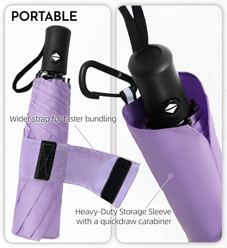 LILAC Compact Travel Windproof Umbrella, 43" Auto open/close Folding Quick Dry Umbrellas for Rain, Lightweight Portable Sm...