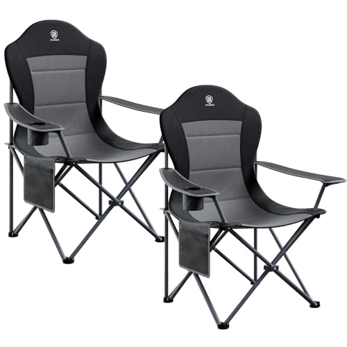 EVER ADVANCED Folding Camping Chair with High Back Padded 2 Pack Oversized Portable Lawn Chairs Lightweight Sturdy Steel F...