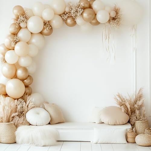 RUBFAC 129pcs Ivory white Balloons Different Sizes 18 12 10 5 Inch Latex Balloon Garland Arch for Party Decoration Birthda...