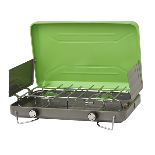 Flame King VT-101 2-Burner Portable Camping Stove Grill, Great for Outdoor Cooking, Backpacking, Compatible with 1LB Propa...