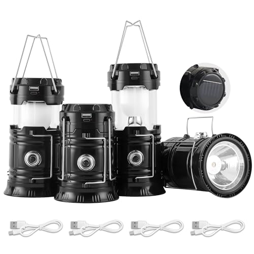 Lichamp Collapsible Portable Solar Camping Lantern, USB Rechargeable LED Flashlight - Survival Kits for Power Outages Hurr...
