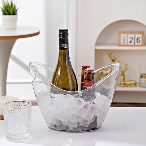 2 Pcs Ice Bucket 4 Liter Champagne Wine Bucket Clear Acrylic Beverage Tub Party Drinks Ice Tub for Wine, Champagne or Beer...