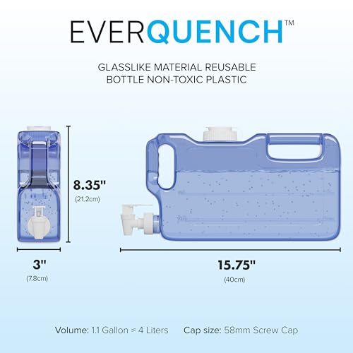 Refrigerator Water Dispenser 1.1 Gallon Bottle with Spigot - BPA Free Plastic Slim Water Jug with Spout Leak Proof | Refil...