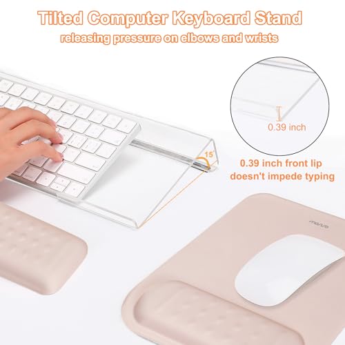 MOSISO Computer Keyboard Stand&Wrist Rest Support for Keyboard &Mouse Pad Set, Ergonomic Massage Wrist Rest Set, Easy Typi...