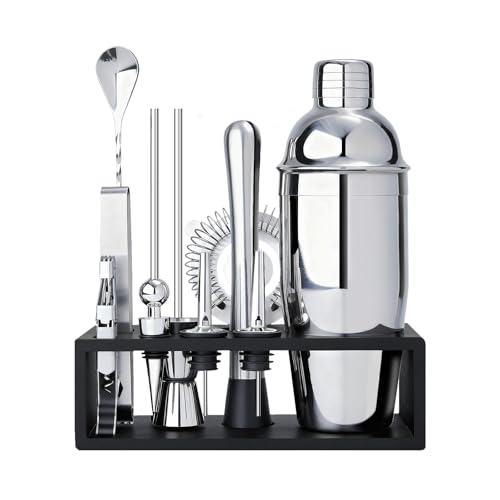 TNGO Cocktail Shaker Set - Mixology Bartender Kit with Sleek Stand - Premium Bar Tool Set All Bar Accessories Includes Mar...