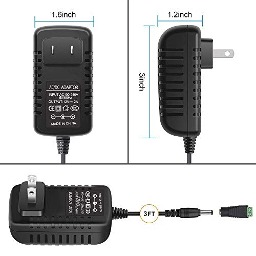 inShareplus 12V Power Supply, 12 Voltage 2A 24W Switching Power Supply, Drive, Power Adapter, AC 110V to 12 Volt Power Sup...