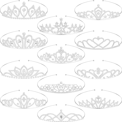 Hicarer 12 Pcs Tiaras for Girls Crystal Tiara Princess Crown for Kids Wedding Birthday