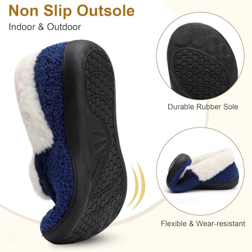 BARERUN Womens Slippers Fuzzy Collar Slipper Boots for Women Wide Toe House Shoes Moccasin Camping Travel Slippers with Ha...