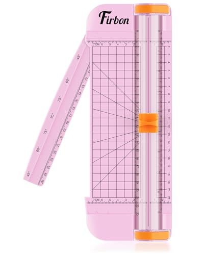 Firbon Pink A5 Paper Cutter, Straight Small Paper Trimmer with Side Ruler for Scrapbooking Craft, Paper, Coupon, Label, Ca...