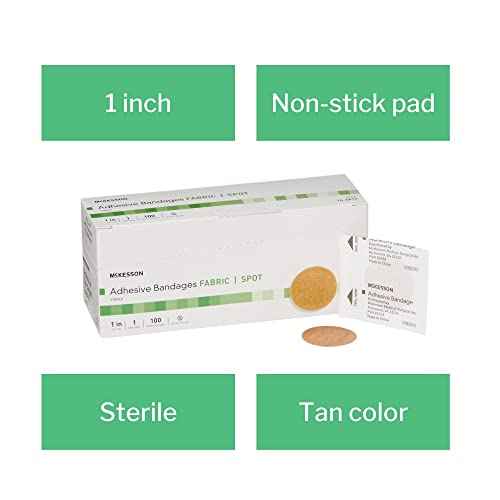 McKesson Adhesive Bandages, Sterile, Fabric Spot, 1 in, 100 Count, 4 Packs, 400 Total