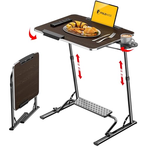 FoldWise Upgraded Folding TV Tray Table - Extra Large & Sturdy Laptop Table for Couch, Height & Angle Adjustable Desk for ...