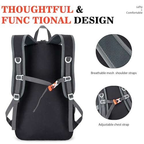 BAGPARKK Hiking Backpack,Large 35L Travel Backpacks for Men Women,Water Resistant Ultra Lightweight Foldable Packable Camp...