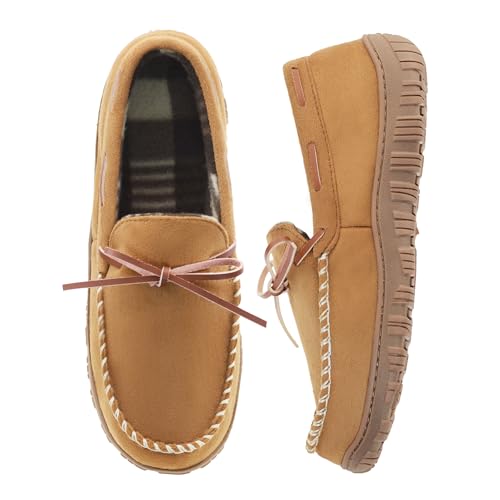 VLLy Mens Moccasin Slippers Breathable Memory Foam House Slippers Indoor/Outdoor House Shoes