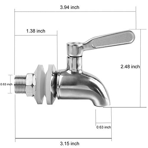 Bekith 2 Pack Beverage Dispenser Replacement Spigot, Stainless Steel Polished Finished Water Drink Dispenser Replacement F...