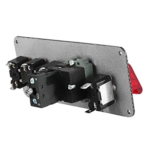 Stark Industries - Race Car Ignition Panel with Engine Start Button and 3 Toggle Switches - Carbon Fiber 12V LED Switch Panel