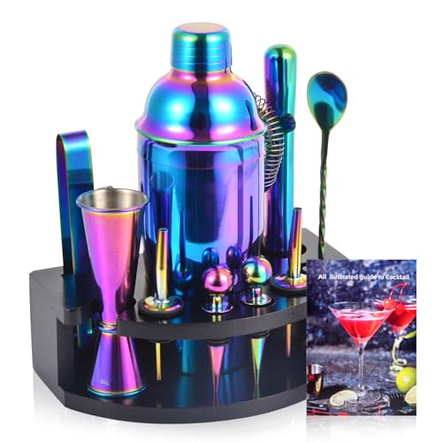 Safring Bartender Kit with Stand, 12-Piece Bar Set | 24oz Cocktail Shaker Set for Drink Mixing, Martini Shaker Set with Ba...