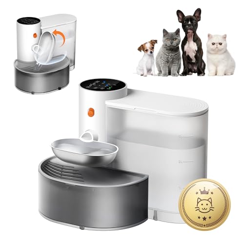 Potaroma Smart Wireless Pet Water Fountain, Stainless Steel Bowl, No Filter, 3.5L Large Capacity, Rechargeable Automatic W...