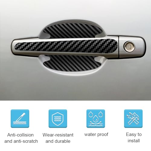 8PCS Car Door Handle Scratch Protectors, Carbon Fiber Car Door Handle Bowl Sticker, Universal Auto Doors Handles Paint Gua...