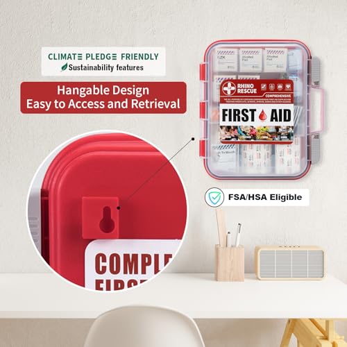 RHINO RESCUE 371 Pieces OSHA All-Purpose First Aid Kit, Home & Office Professional Medical Supplies, Ideal for Emergency, ...