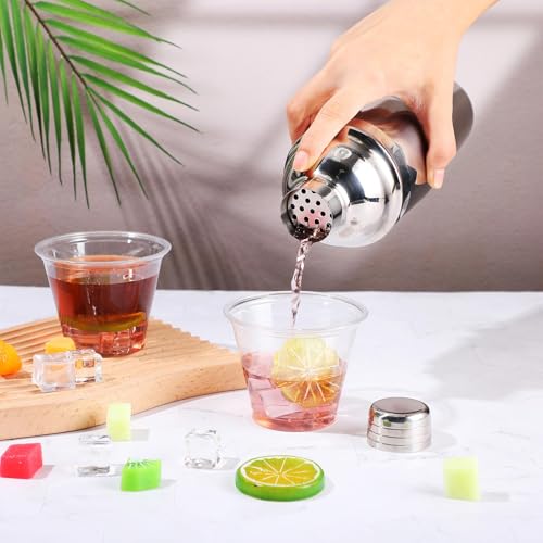Nitial 9 Pcs Bar Cocktail Shaker Professional Stainless Steel Martini Drink Mixer Built-in Strainer for Bartending No Leak...