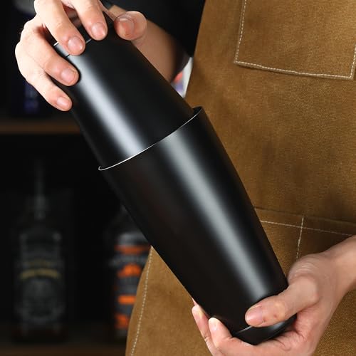 Cocktail Geek Boston Shaker Set, 28 Oz and 18 Oz Weighted Tins, Matte Black Stainless Steel, Hand Wash (Matte Black)