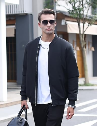 TACVASEN Mens Bomber Jackets Casual Fall Winter Warm Windbreaker Full Zip Windproof Outwear Color-Blocking Coats