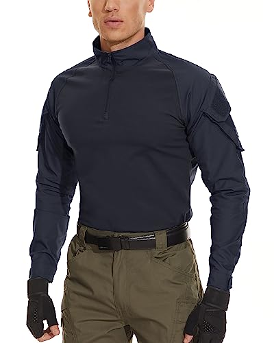 MAGCOMSEN Men's Tactical Military Shirts 1/4 Zip Long Sleeve Shirt with Pockets