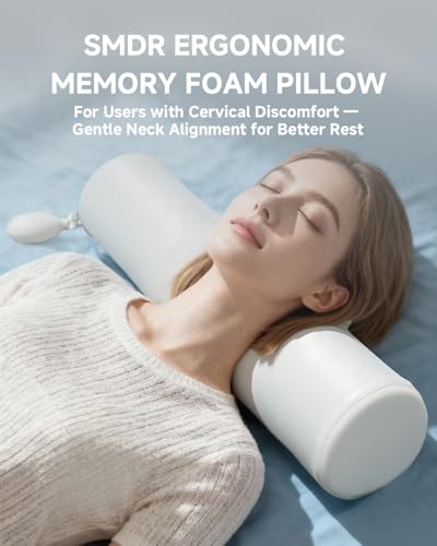SMDR Adjustable Cervical Neck Pillow with Air Cushion, Ergonomic Bolster for Neck and Shoulder Support, Firm Polyurethane ...