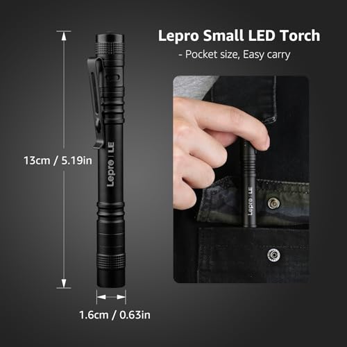 LE LED Pen Flashlights, Lightweight, Mini, Waterproof Pocket Flashlight with Clip, 2 Pack Small Flashlights for Inspectio...